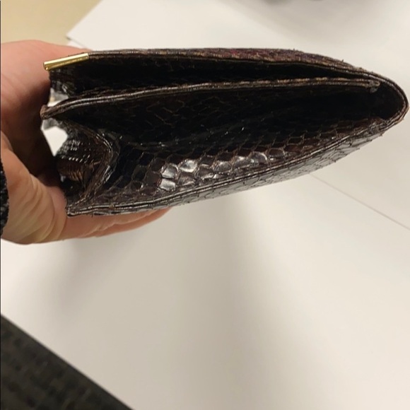 Dark Brown Snakeskin Envelope Clutch Bag Purse - Picture 8 of 13